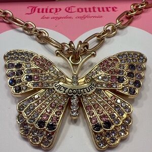 JUICY COUTURE Crystal Butterfly Charm Necklace